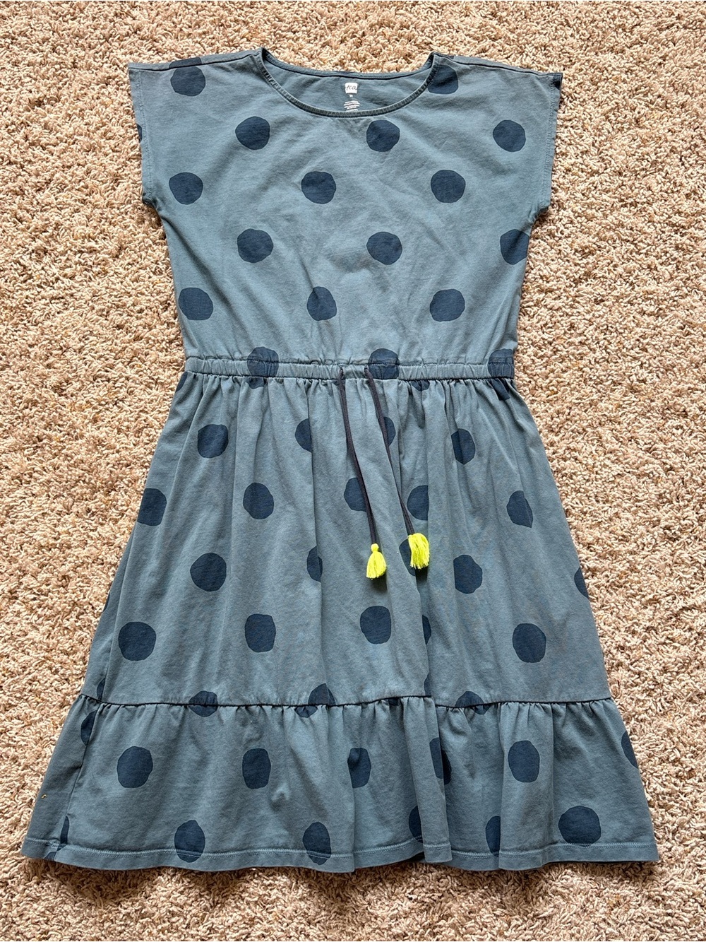 Tea Collection Girls Dress Blue Polka Dots Sz 14